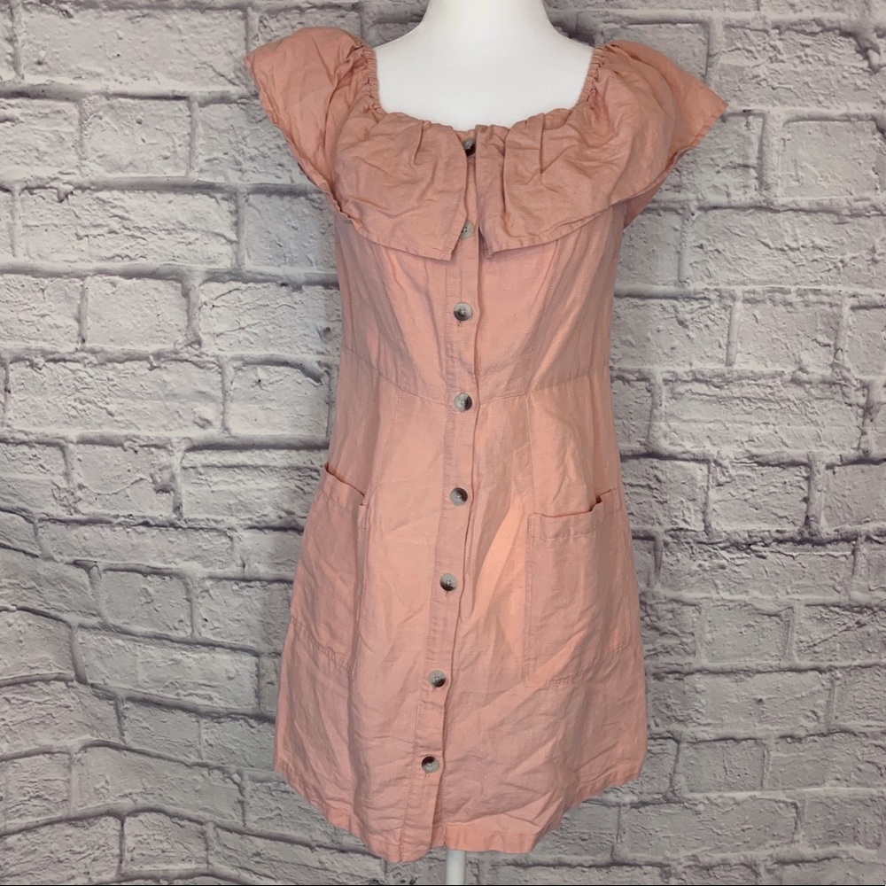 Topshop Pale Pink Off The Shoulder Dress